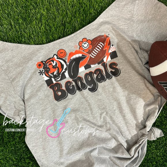 Backstage Customs Tops - 🔴CLOSE OUT: Bengals Football Off The Shoulder Tee